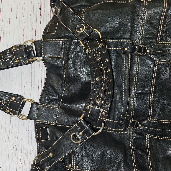 Laundry By Shelli Segal Espresso Goat Leather Tote Large - Picture 12 of 17